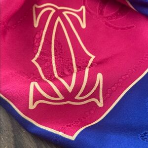 Vintage Cartier Blue and Pink Scarf Elegant Wrap